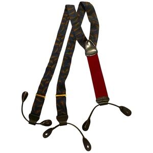 Trafalgar Silk Paisley Button Loop Suspenders Burgundy Red Blue Adjustable